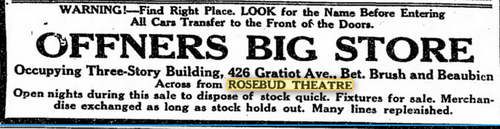 Rosebud Theatre - 1921 Mention In Store Ad (newer photo)